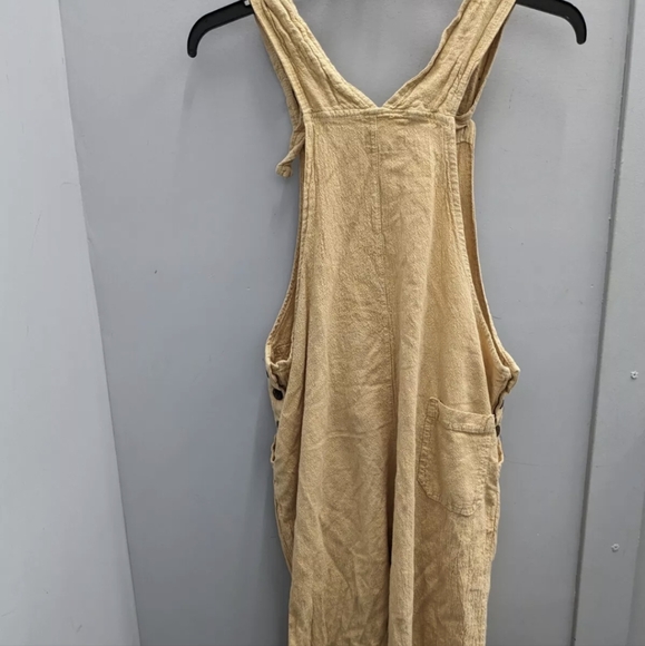 GANESH HIMAL BRILLIANT STRANGER Crinkle Cotton Tan Overalls Small Hippie - Picture 8 of 12